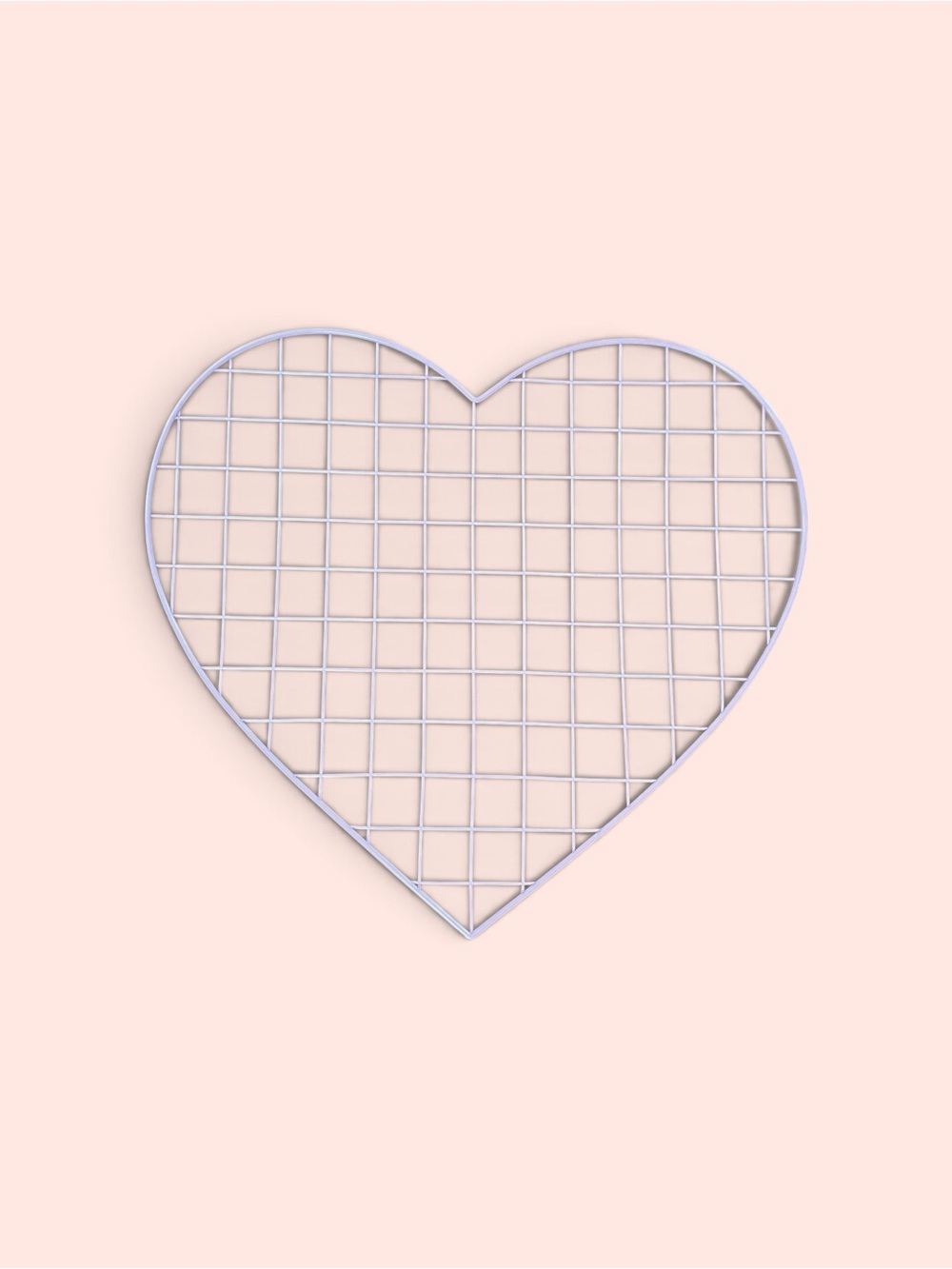 Heart-Shaped Wire Grid Organizer - Pink